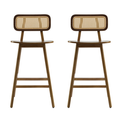 Indoor Wood Barstool, Walnut Finished, Set of 2