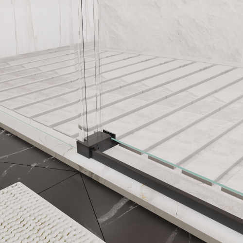 6-60"W x 76"H Frameless Shower Door, Sliding Shower Door, with Premium 5/16"(8mm)Thick Tempered Glass Shower Enclosure ,Chrome Matte Black With Buffer