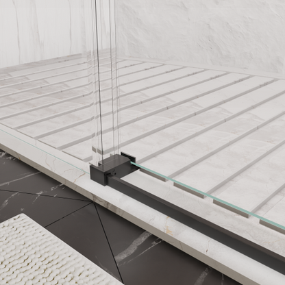 6-60"W x 76"H Frameless Shower Door, Sliding Shower Door, with Premium 5/16"(8mm)Thick Tempered Glass Shower Enclosure ,Chrome Matte Black With Buffer