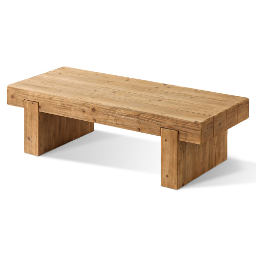 Rectangular Farmhouse Solid Wood Coffee Table, Low Profile Rustic Accent Table