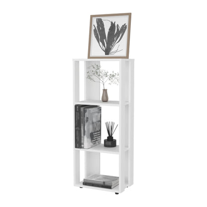 White Melamine 3-Tier Minimalist Open Display Bookcase