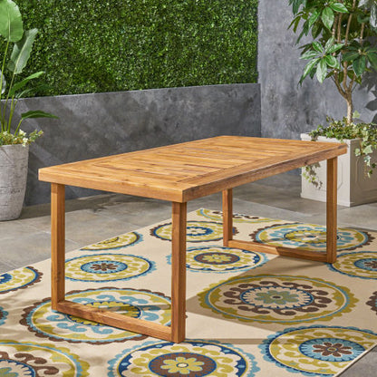 Outdoor 69" Acacia Wood Dining Table, Sandblast Natural Finish