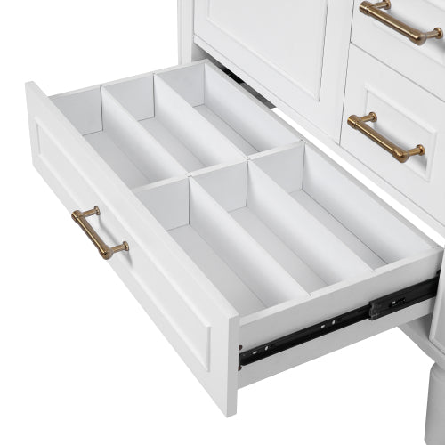 30" Bathroom Vanity with Ceramic Sink, Soft-Close Door with Built-in Shelf, Deep Drawer, Standard Drawer, Long Divider Drawer, Ample Storage Cabinet for Bathroom, Modern & Functional Design