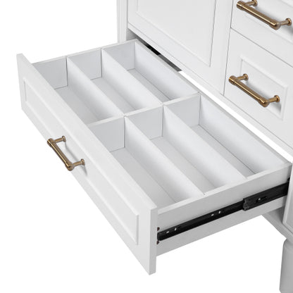 30" Bathroom Vanity with Ceramic Sink, Soft-Close Door with Built-in Shelf, Deep Drawer, Standard Drawer, Long Divider Drawer, Ample Storage Cabinet for Bathroom, Modern & Functional Design