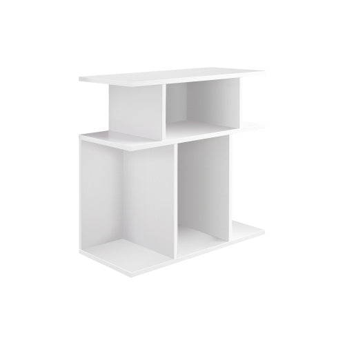 3-Tier White Laminate Accent Side Table with 6 Open Shelves