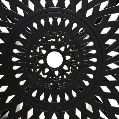 Outsunny 30" Round Patio Dining Table with Umbrella Hole, Antique Cast Aluminum Outdoor Bistro Table Only, Black