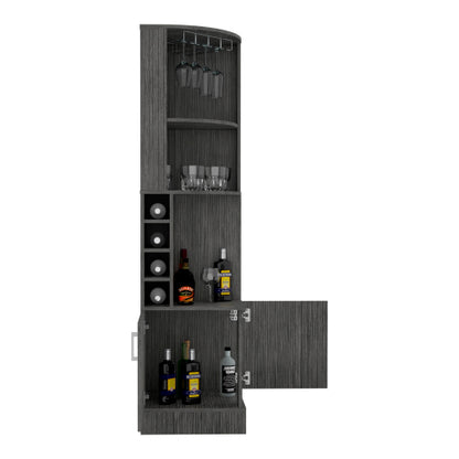Bar Cabinet, Eight Bottle Cubbies, Two Large Open Shelves