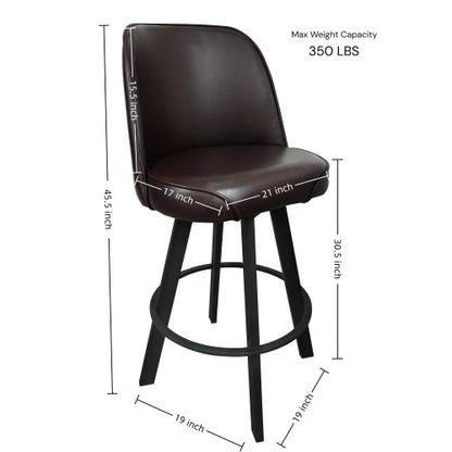 2 PACK Commercial Uphostered Swivel Bucket Seat Bar Stool with Metal Frame Restaurant and Cafe Bar Seating--assembly required