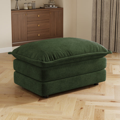 Green Chenille Modular Sectional Sofa Ottoman with Solid Wood Frame