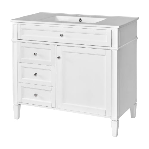 36'' Bathroom Vanity with Medicine Cabinet, Modern Bathroom Storage Cabinet with 2 Soft Closing Doors and 4 Drawers, Single Sink Bathroom Vanity