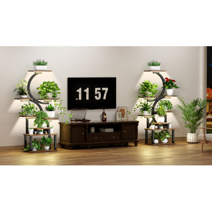 8 Tier Metal Plant Stand With 5 Full Spectrum Grow Lights 10 Level Dimmable Design