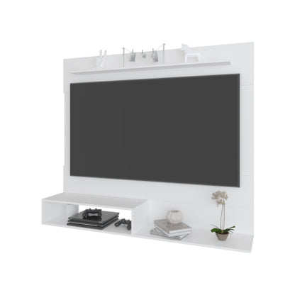 55.1 Inch White Wall-Mounted Floating Entertainment Center with Multi Open Storage Shelves