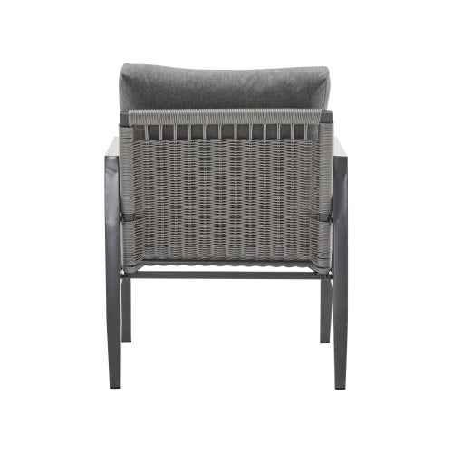 [Set of 2] Gray Aluminum Lounge Chair with Sleek Rope Accents and Comfortable Cushions, Perfect for Modern Outdoor and Indoor Spaces