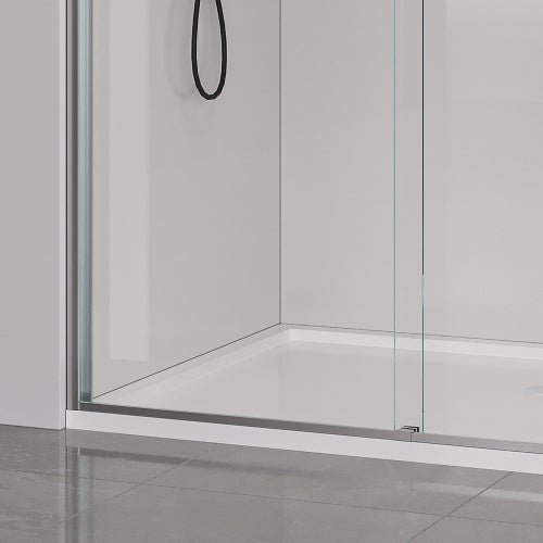 56-60*72 INCH Frame Double Sliding soft-close Shower Doors, Bathroom Sliding Shower Door, (6mm) Thick SGCC Tempered Glass Door For Bathroom Door ,Brushed Nickel