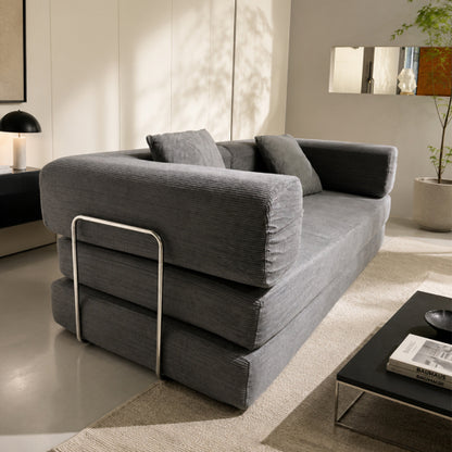 Multifunctional Convertible Corduroy 2-Seat Sofa Bed, Wide-Body Pure Sponge Compression Sofa for Small Space