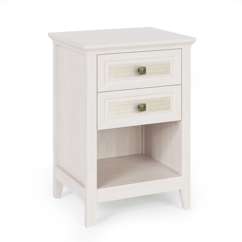 Set of 2 Rattan Nightstands with Drawer, 27-Inch Tall Boho Bedside Table with Storage Shelf