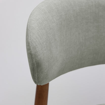 Set of 2 Laurel Green Flannelette Dining Chairs, Crack Resistant Oak Wood Leg Armless Accent Chairs