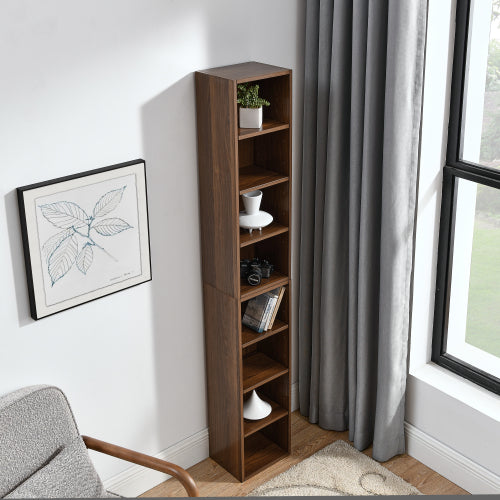70.9 Inch 8-Tier Detachable Adjustable Slim Media Storage Tower Home Narrow Bookcase