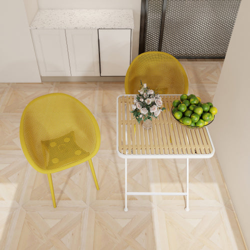 Holiday - 2-Pack Modern Lounge Chairs – Indoor/Outdoor All-Weather PP Plastic, Lightweight for Patio, Beach, Living Room (Earthy yellow)