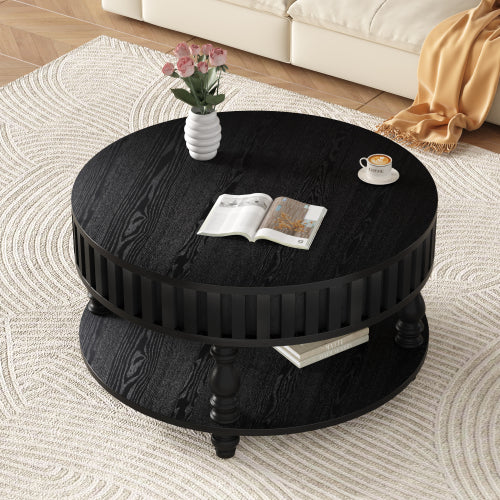 31.5inch  Flip-Top Fluted Coffee Table, Black