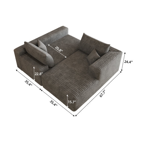 103 inch  Dark Grey L-Shape Cloud Deep-Seat Corner Sectional Sofa, No Assembly