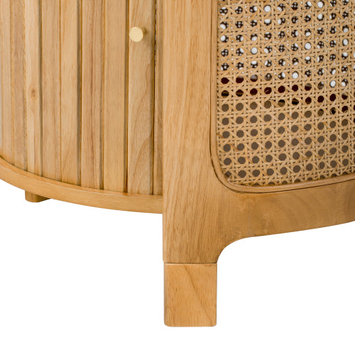 Round Rotating Coffee Table Rattan Hidden Storage MDF Modern Living Room Table