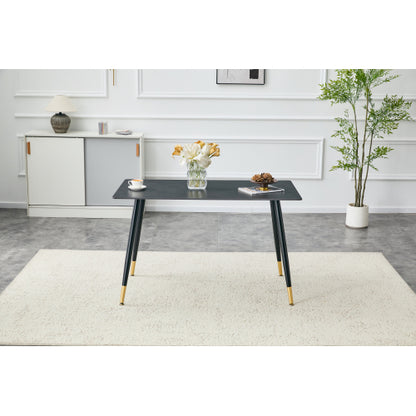 Sintered Stone Dining Table with Metal Base, Vic Dark