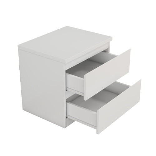 19.7inch White Nightstand with 2 Drawers, Handle Free Storage Side Table for Bedroom