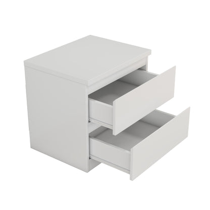 19.7inch White Nightstand with 2 Drawers, Handle Free Storage Side Table for Bedroom