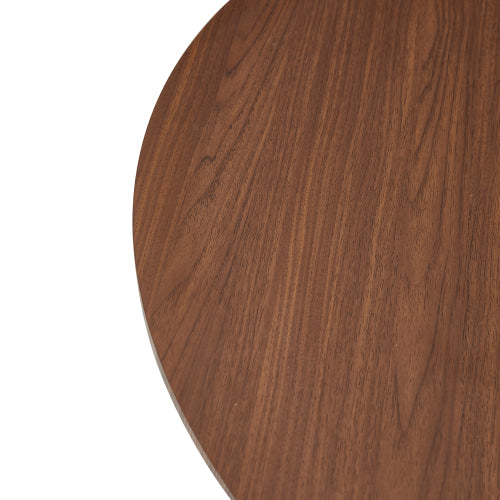 Retro Round Dining Table with Storage Layer, Walnut