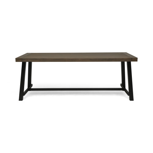 Outdoor Acacia Wood Dining Table,Grey/Rustic Metal