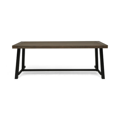 Outdoor Acacia Wood Dining Table,Grey/Rustic Metal