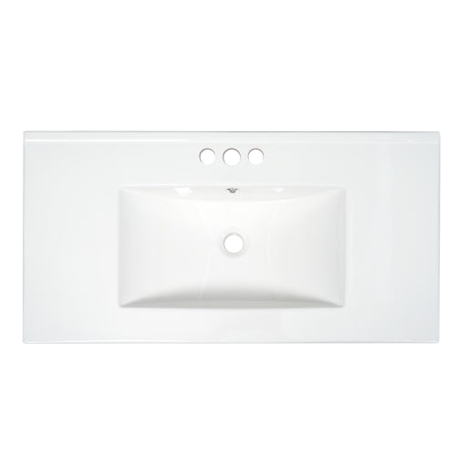 36 inch Shaker Style Free-Standing Bathroom Vanity Cabinet with Ceramic Sink, 4 Soft-close Drawers and 2 Soft-close doors