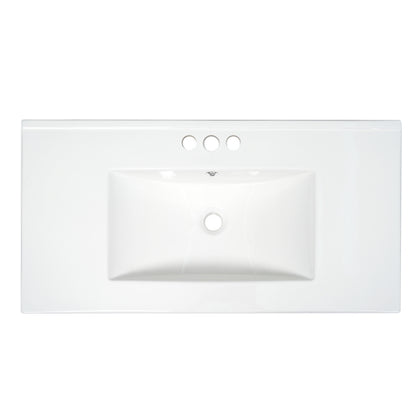 36 inch Shaker Style Free-Standing Bathroom Vanity Cabinet with Ceramic Sink, 4 Soft-close Drawers and 2 Soft-close doors