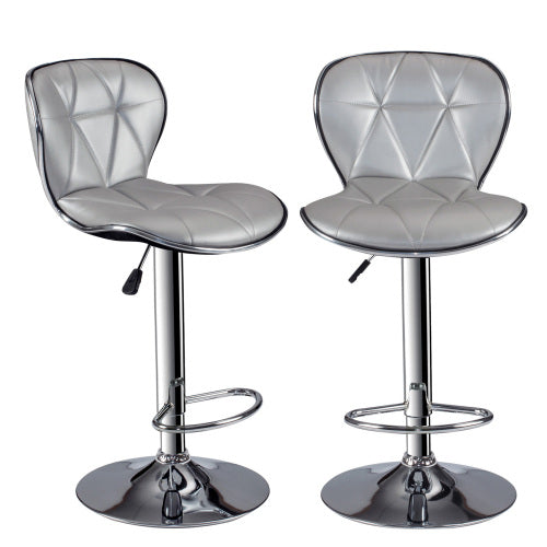 Adjustable Height Barstool in Silver Set of 2