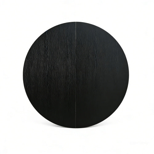 Extendable Round Dining Table for 4-8, Modern Oval Kitchen Table with Storage Shelf, Black
