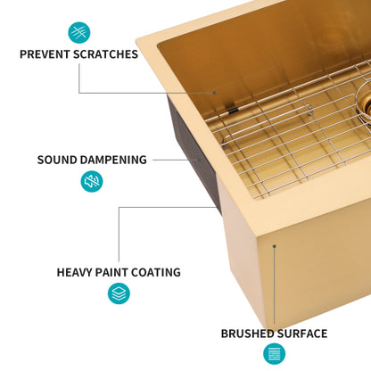 36" x 21" x 10" Gold Farmhouse Sink - 36 Inch Kitchen Sink Stainless Steel 16 gauge Apron Front Kitchen Sink