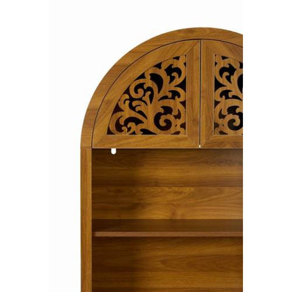 66 Inch Vintage Arched Hand-Carved Wood Open&Closed Storage Cabinet