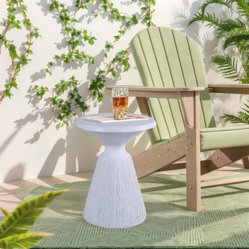 Cement Outdoor End Tables for Patio, GardenAccent Table, Modern Small Round Side Tablefor Outside, Tree Stump Garden Stool DrumTable indoor and Outdoor