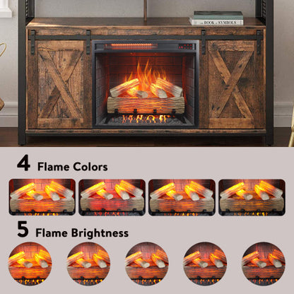 23 inch Infrared heating electric fireplace insert, with log set & realistic flame, remote control with timer, overheating protection