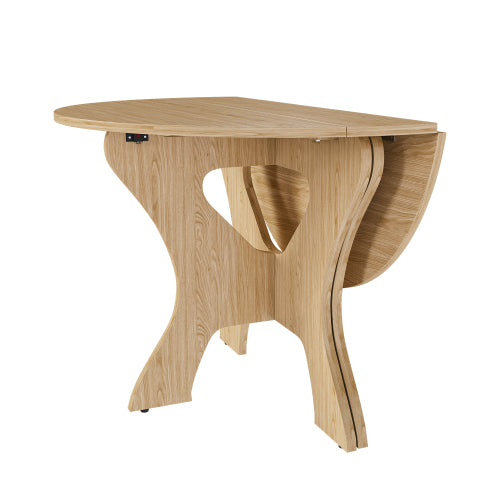 43 in Folding Dining Table for Small Spaces, MDF Table with Wild Oak Veneer, Space Saving Foldable Kitchen Table for Indoor and Outdoor Use