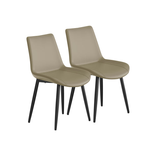PU Leather Dining Chairs with Adjustable Feet, Set of 2, Camel
