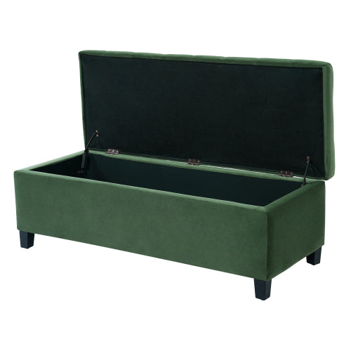 Retro Green Fabric Storage Ottoman Bench, Boucle Upholstered Entry & End of Bed Bench, 300 LBS Capacity 51.18 inchL x19.29 inchW x17.72 inchH
