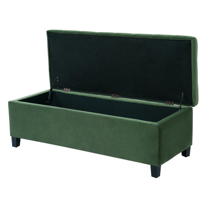 Retro Green Fabric Storage Ottoman Bench, Boucle Upholstered Entry & End of Bed Bench, 300 LBS Capacity 51.18 inchL x19.29 inchW x17.72 inchH