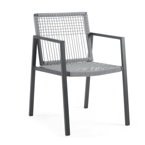 Outdoor Dining Chair Set of 2, Aluminum + Rope , Outdoor Armchair Seating for Patio Backyard Poolside Balcony, Cushion included