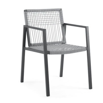 Outdoor Dining Chair Set of 2, Aluminum + Rope , Outdoor Armchair Seating for Patio Backyard Poolside Balcony, Cushion included
