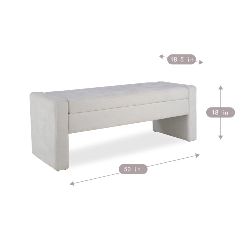 50inch  Modern Upholstered Storage Bench with Tufted Seat, Fabric Ottoman Bench for Bedroom, Entryway, or Living Room, Soft Close Hinge