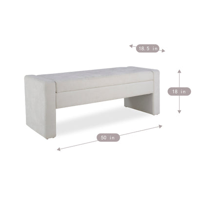 50inch  Modern Upholstered Storage Bench with Tufted Seat, Fabric Ottoman Bench for Bedroom, Entryway, or Living Room, Soft Close Hinge