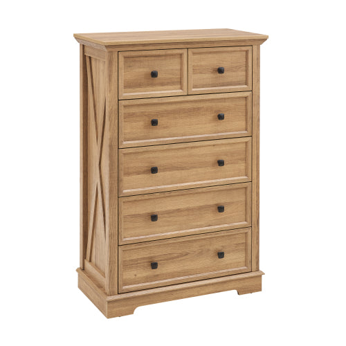 6 Drawer Dresser,6 Drawers cabinet Tall Chest of Drawers Closet Organizers Storage Clothes, cabinet of 6 drawers Living Room, OAK, 31.50''L*15.75W''*47.64''H