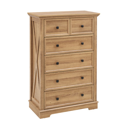 6 Drawer Dresser,6 Drawers cabinet Tall Chest of Drawers Closet Organizers Storage Clothes, cabinet of 6 drawers Living Room, OAK, 31.50''L*15.75W''*47.64''H